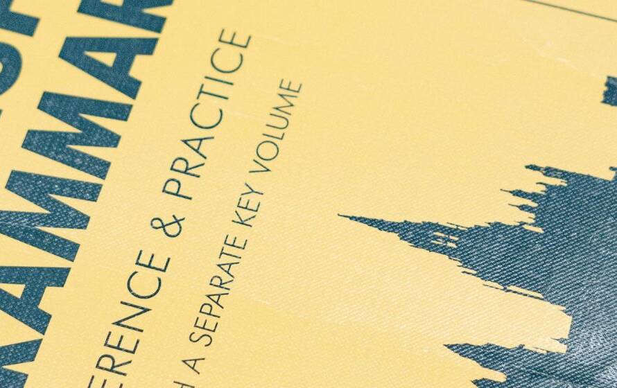 Close-up of a language learning textbook on a desk, symbolizing language education, bilingualism, and professional language development.