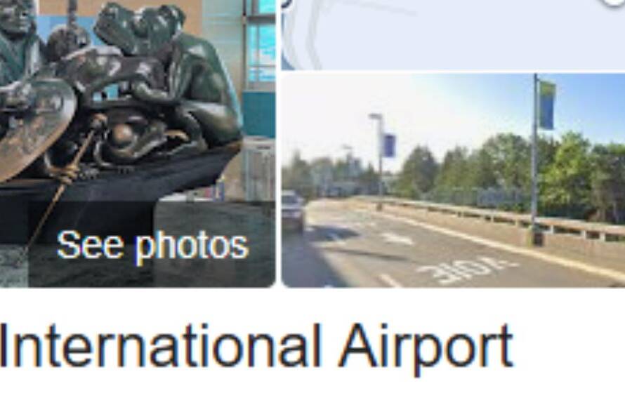 Screenshot of Vancouver International Airport (YVR) in Richmond, British Columbia, showing terminal facilities, airport location map, and traveler information for one of Canada's busiest international gateways.