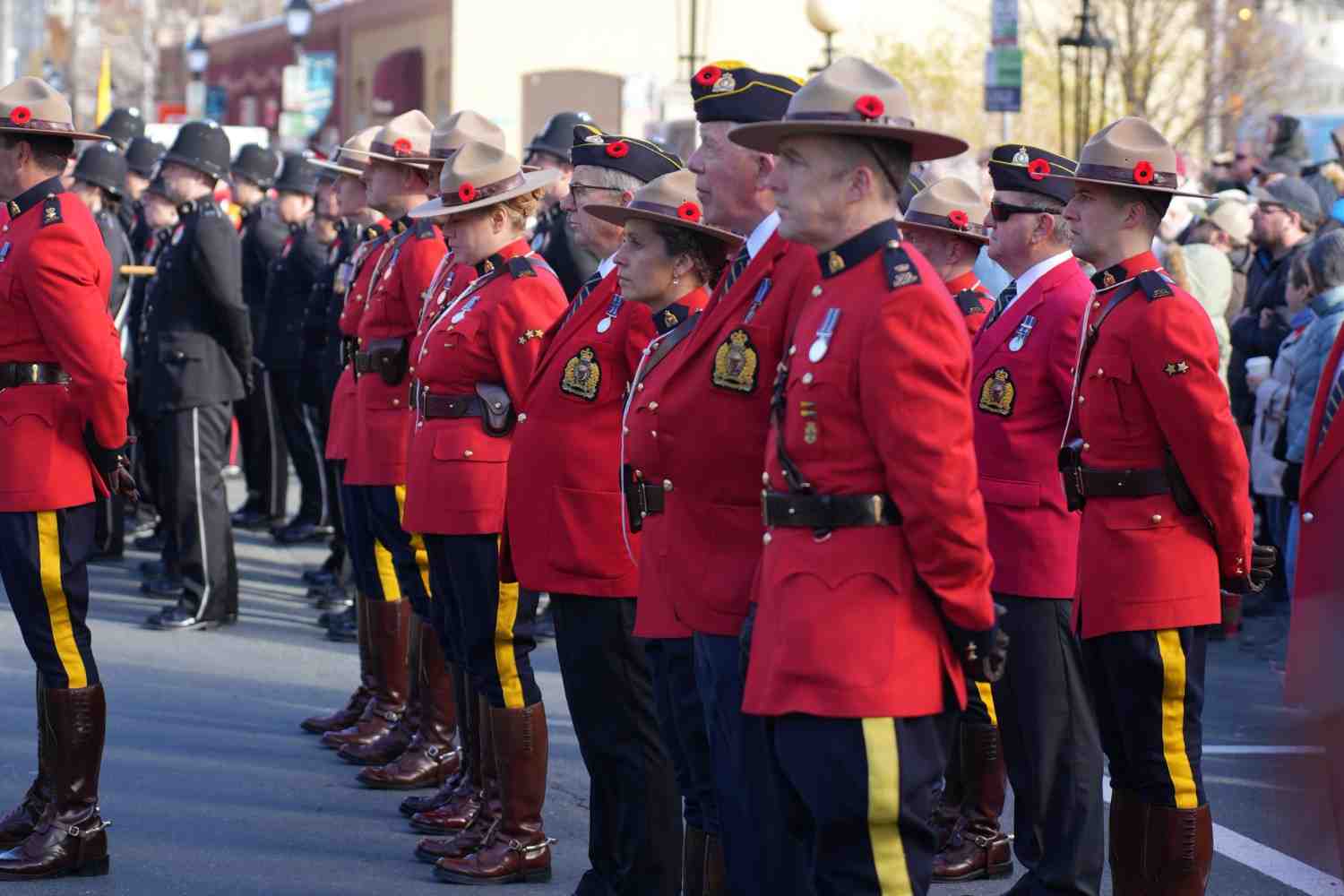 Uniformed officers standing in formation representing CBSA hiring process